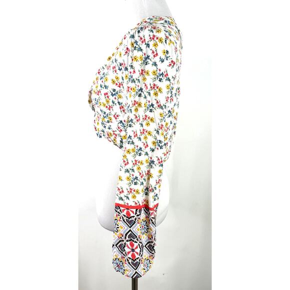 Lost + Wander Women's Floral Twist Crop Bell Sleeve Blouse Shirt Size Small - Picture 6 of 8